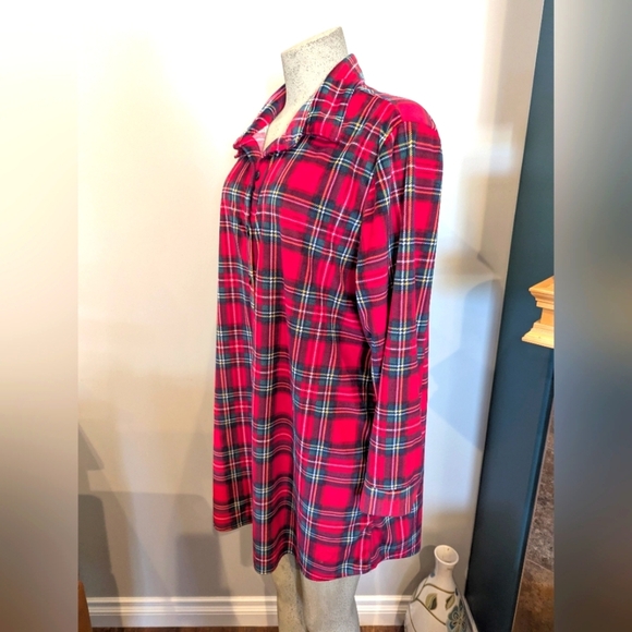 Red Plaid Long Sleeve Night Shirt Soft Fleece Adult Size XXL Children's Place - Picture 7 of 7
